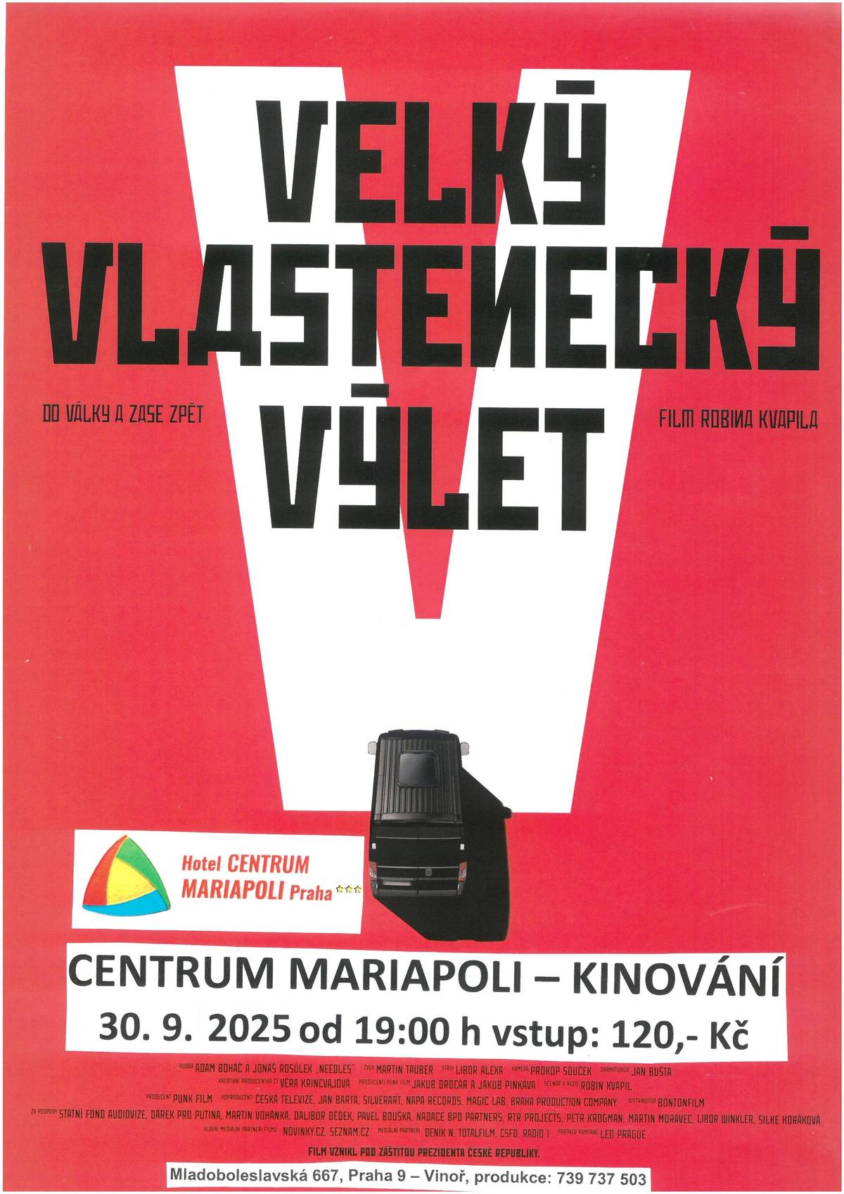 Kinování: Velký vlastenecký výlet  Ve Vinoři se obnovuje pravidelné Kinování, tentokrát v prostorách Centra Mariapoli.     Kinování bude pravidelně jednou za 14 dnů, vždy v úterý od 19:00 hodin.     Prvním filmem bude dokument Velký vlastenecký výlet od režiséra Robina Kvapila. Tento unikátní snímek z roku 2025, oceněný studentskou porotou na MFDF Jihlava, nás vezme na cestu po válečných oblastech na hranici Ruska a Ukrajiny společně s třemi hlavními protagonisty a příznivci Vladimira Putina, aby se přesvědčili, jak vypadá válka na Ukrajině na vlastní oči.     Kdy? V úterý 30. 9. 2025 v 19:00. Kde? V Centru Mariapoli (Mladoboleslavská 667, Praha 9 – Vinoř). Vstupné: 120 Kč.   Volby do Poslanecké sněmovny V pátek 3. a v sobotu 4. 10. se konají volby do Poslanecké sněmovny. Volební místnosti jsou ve společenském sále a v klubovně pod Normou.   Hlasovací lístky byly rozneseny. Pokud se k Vám nedostaly, můžete si je vyzvednout na podatelně úřadu, hlasovací lístky budou k dispozici i ve volebních místnostech.   V pátek 3. 10. je možné volit od 14 do 22 hodin, v sobotu 4. 10. od 8 do 14 hodin.