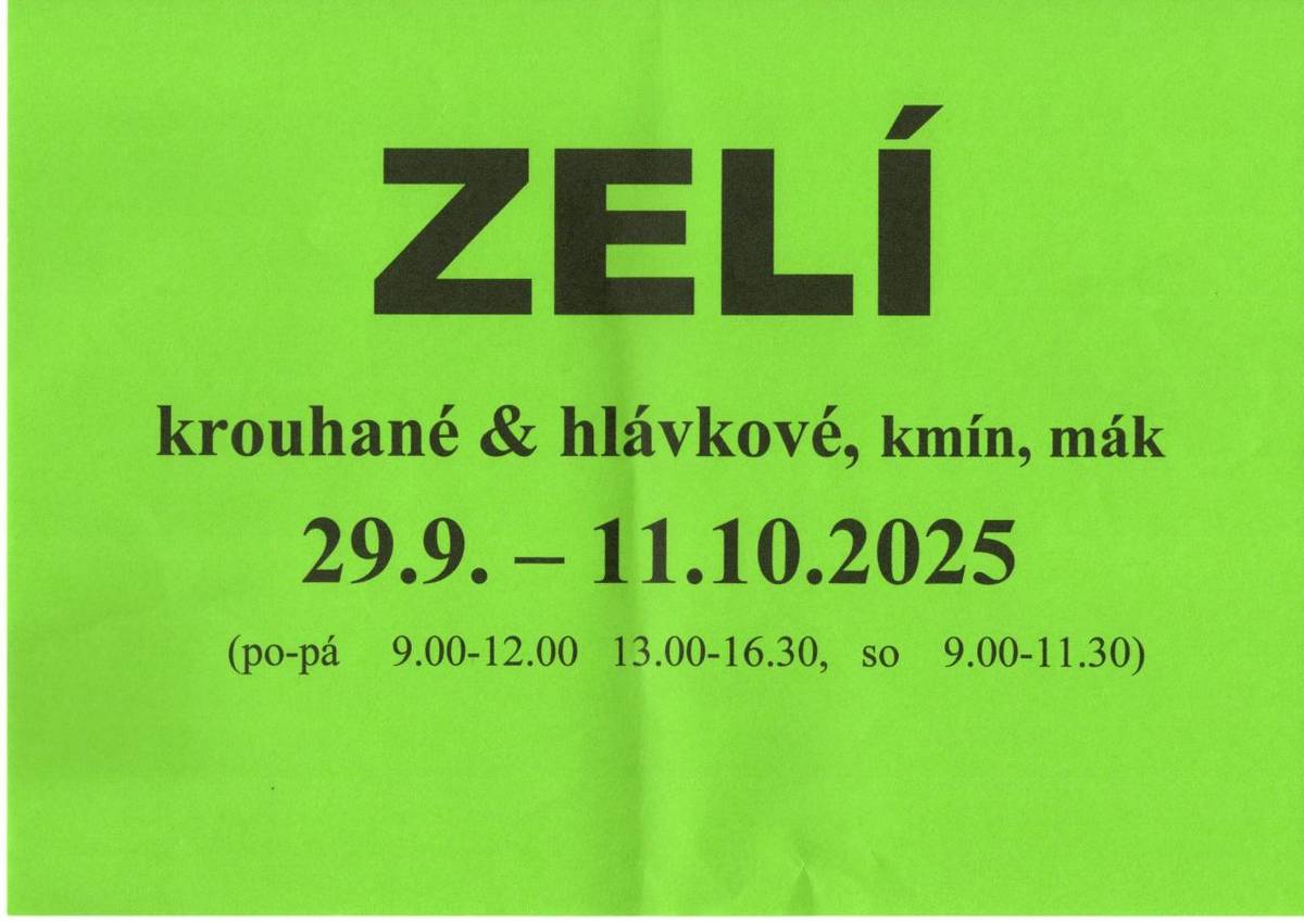 Od 29. září do 11. října 2025 bude probíhat prodej zelí, máku a kmínu - Statek Kratice.