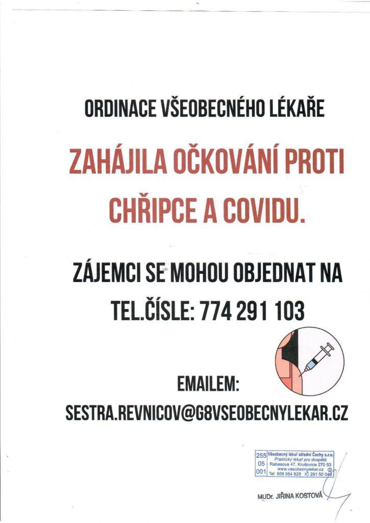 Informace ohledně očkování - ordinace praktického lékaře