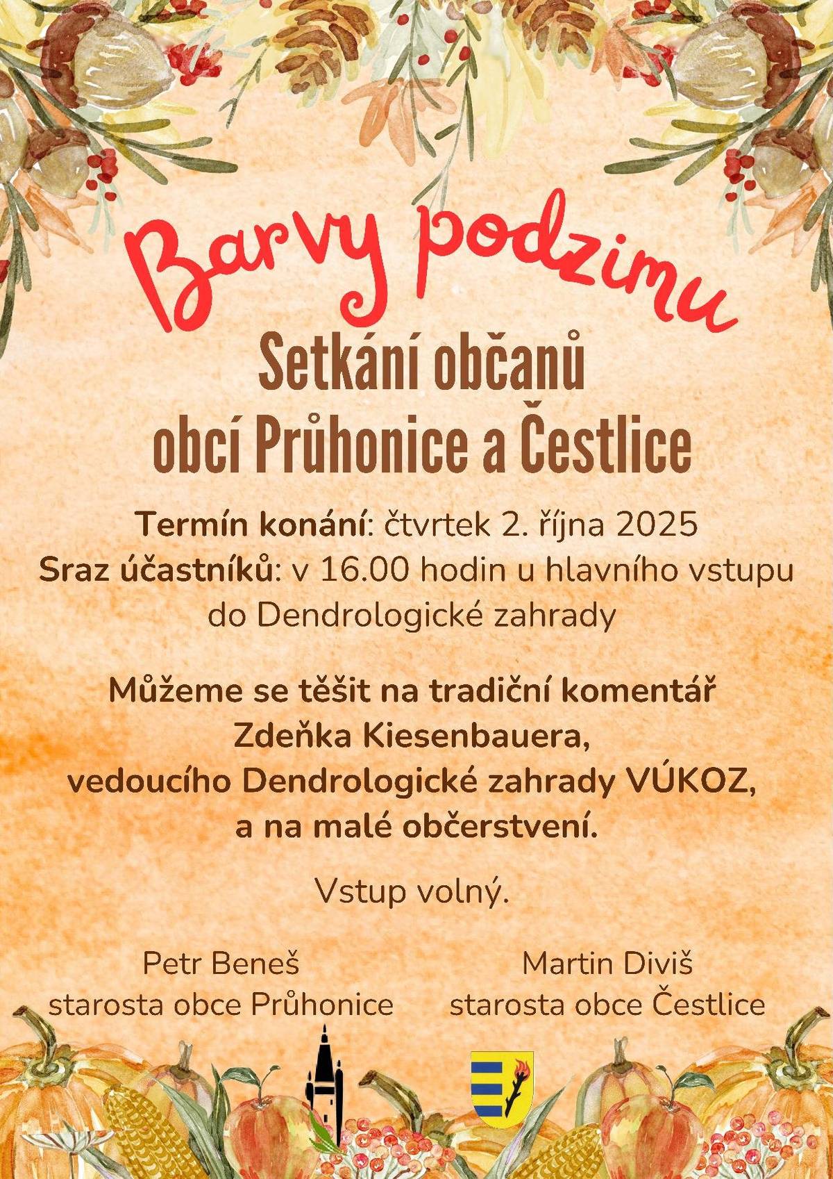 Barvy podzimu - setkání občanů obcí Průhonice a Čestlice v Dendrologické zahradě