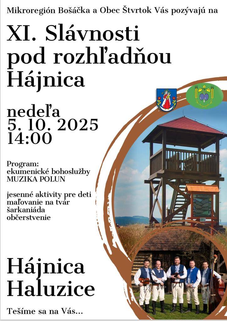 Pozvánka na Slávnosti pod rozhľadňou Hájnica