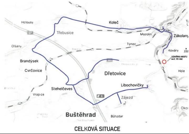 Z důvodu opravy mostu mezi Kováry a Libochovičkami bude od 29.9.2025 - 15.12.2025 uzavřen průjezd silnicí II/101.