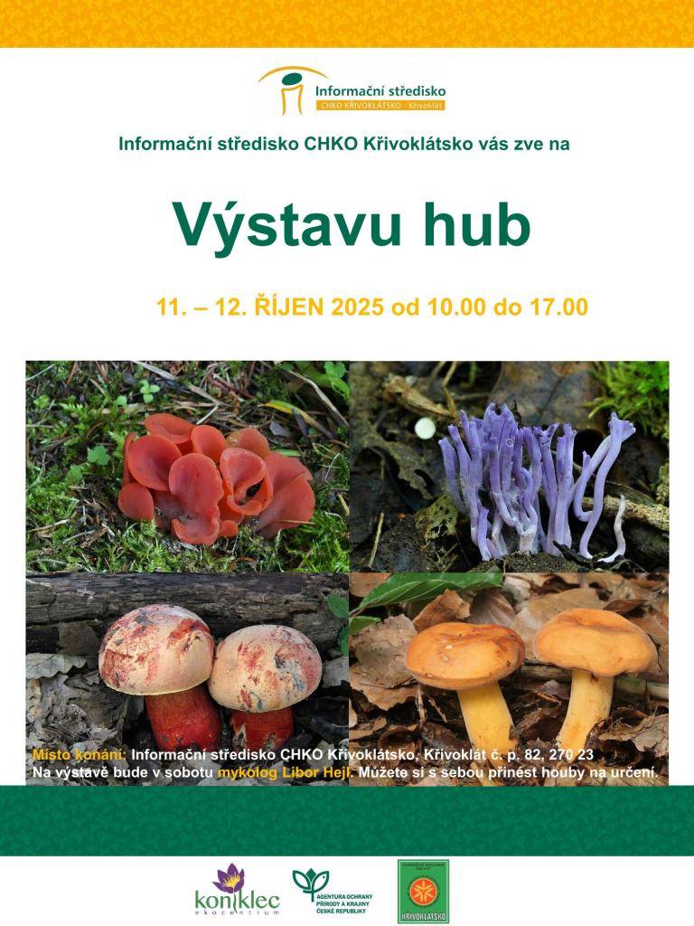 Informační středisko CHKO Křivoklátsko vás zve na  Výstavu hub