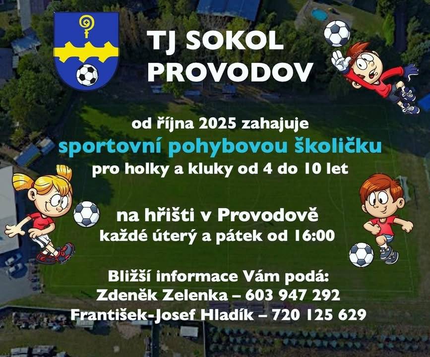 Vážení přátelé, s novým týdnem přinášíme aktuality: 👉 nábor dětí do fotbalového klubu v Provodově 👉 informace o podzimním bazaru v Orelně v Šonově  Přejeme úspěšný pracovní týden👍. #obecprovodovsonov #aktuality