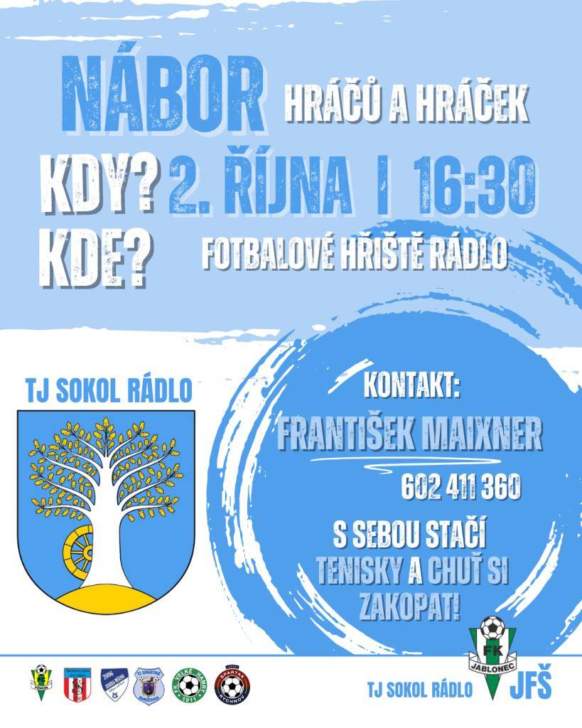 Hledáte pro své děti zdravý a zábavný pohyb?   Přiveďte je k nám a dejte jim šanci stát se součástí našeho fotbalového týmu!