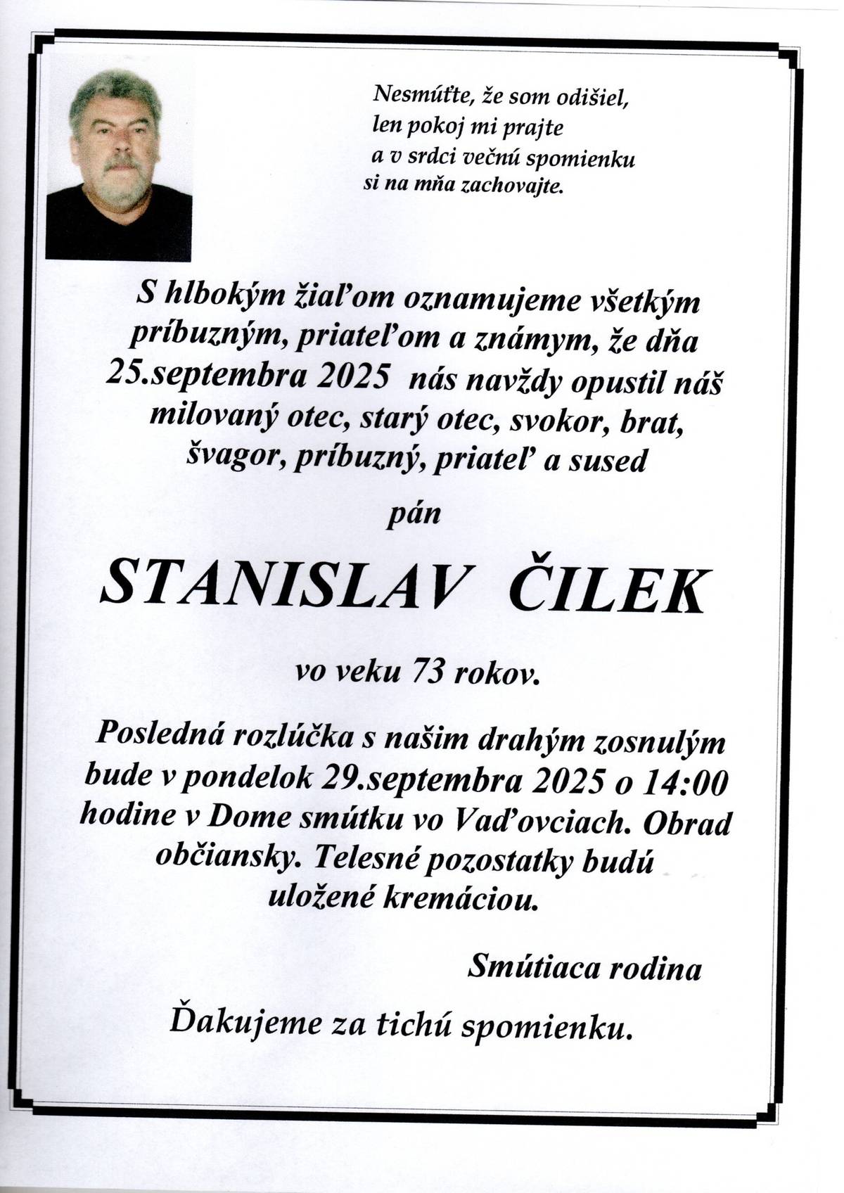 Smútočný oznam
