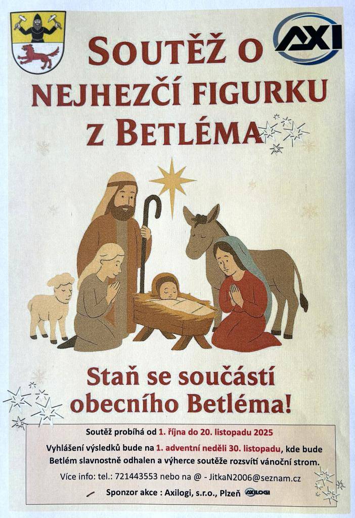 Obec Mutěnín ve spolupráci s organizátorkami akce J. Skružnou a J. Havlanovou pořádají soutěž o "Nejhezčí figurku z  Betléma". Soutěž probíhá od 1. řijna do 20. listopadu. Pravidla soutěže najdete v příloze, nebo vyvěšené na informačních vitrýnach obce Mutěnín.
