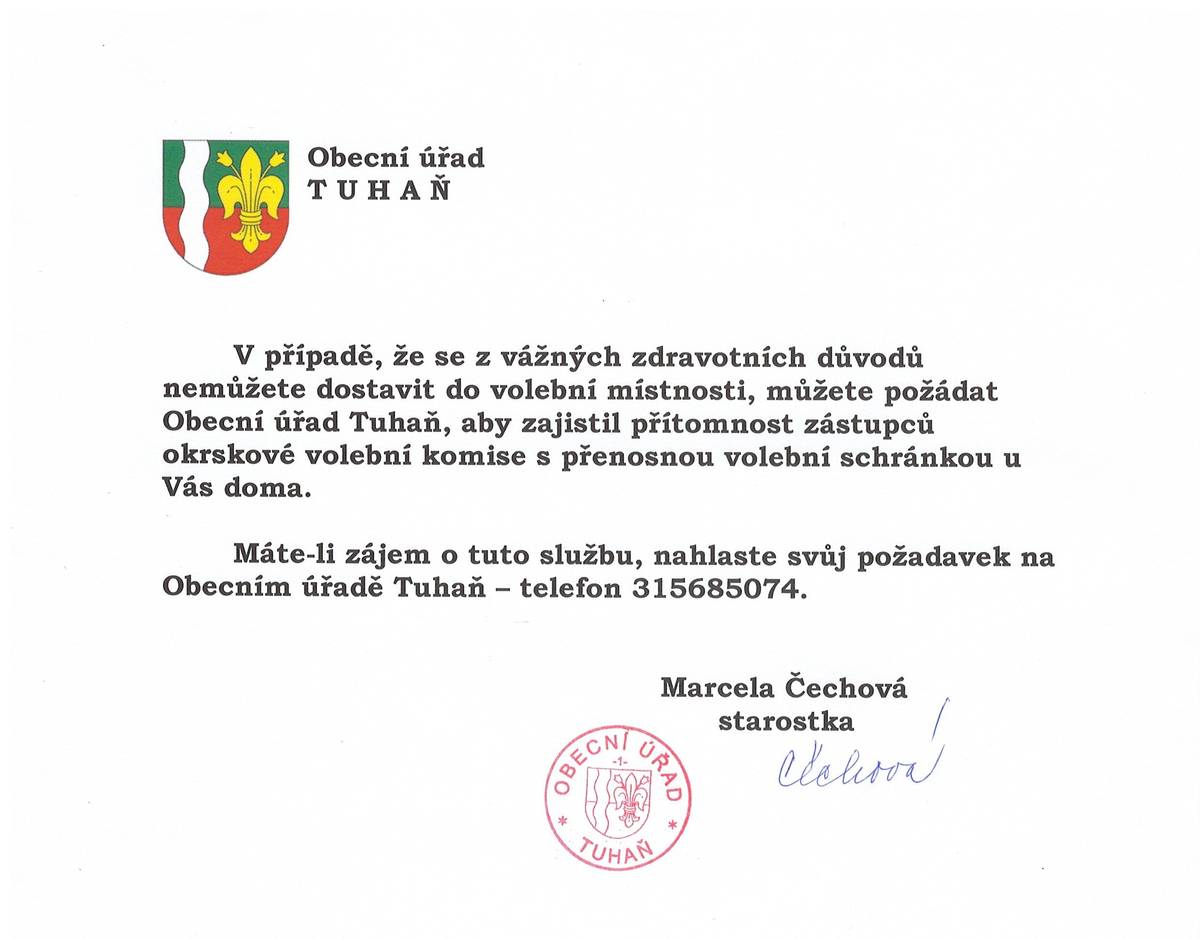 Nahlášení požadavku na přenosnou urnu