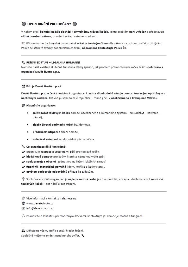 Upozornění pro majitele koček.