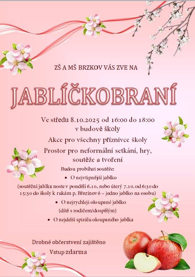 Jablíčkobraní ve škole v Brzkově 8.10.2025