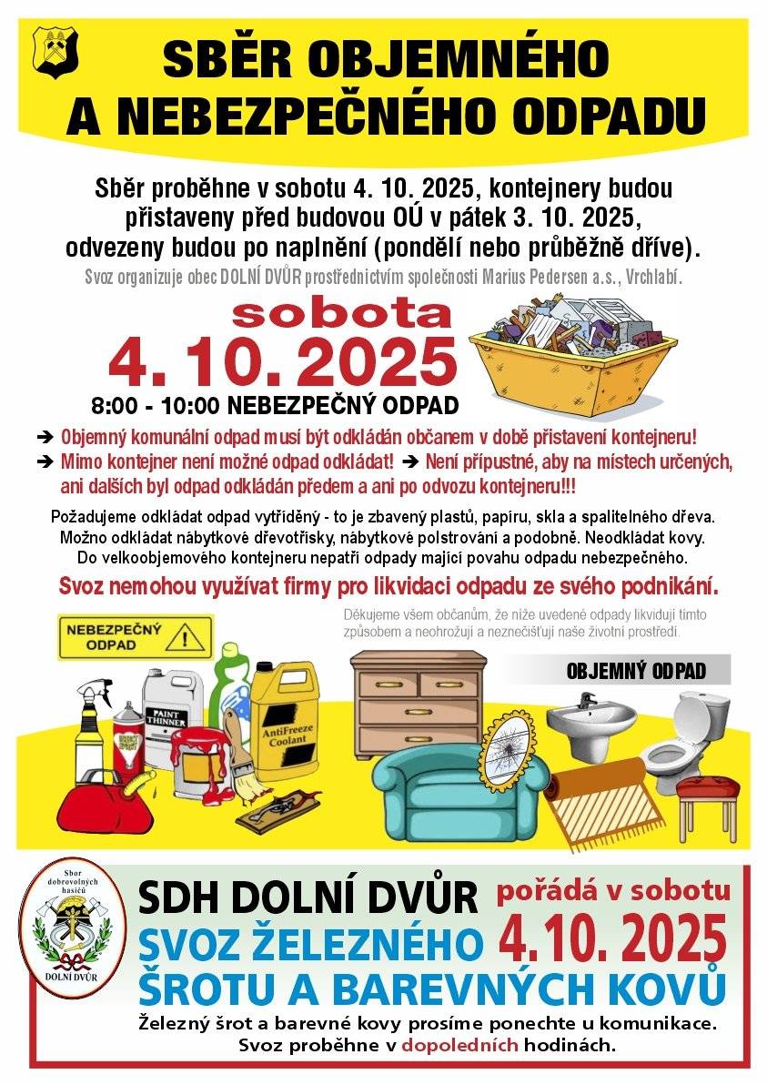 Sběr objemného a nebezpečného odpadu  4.10.2025