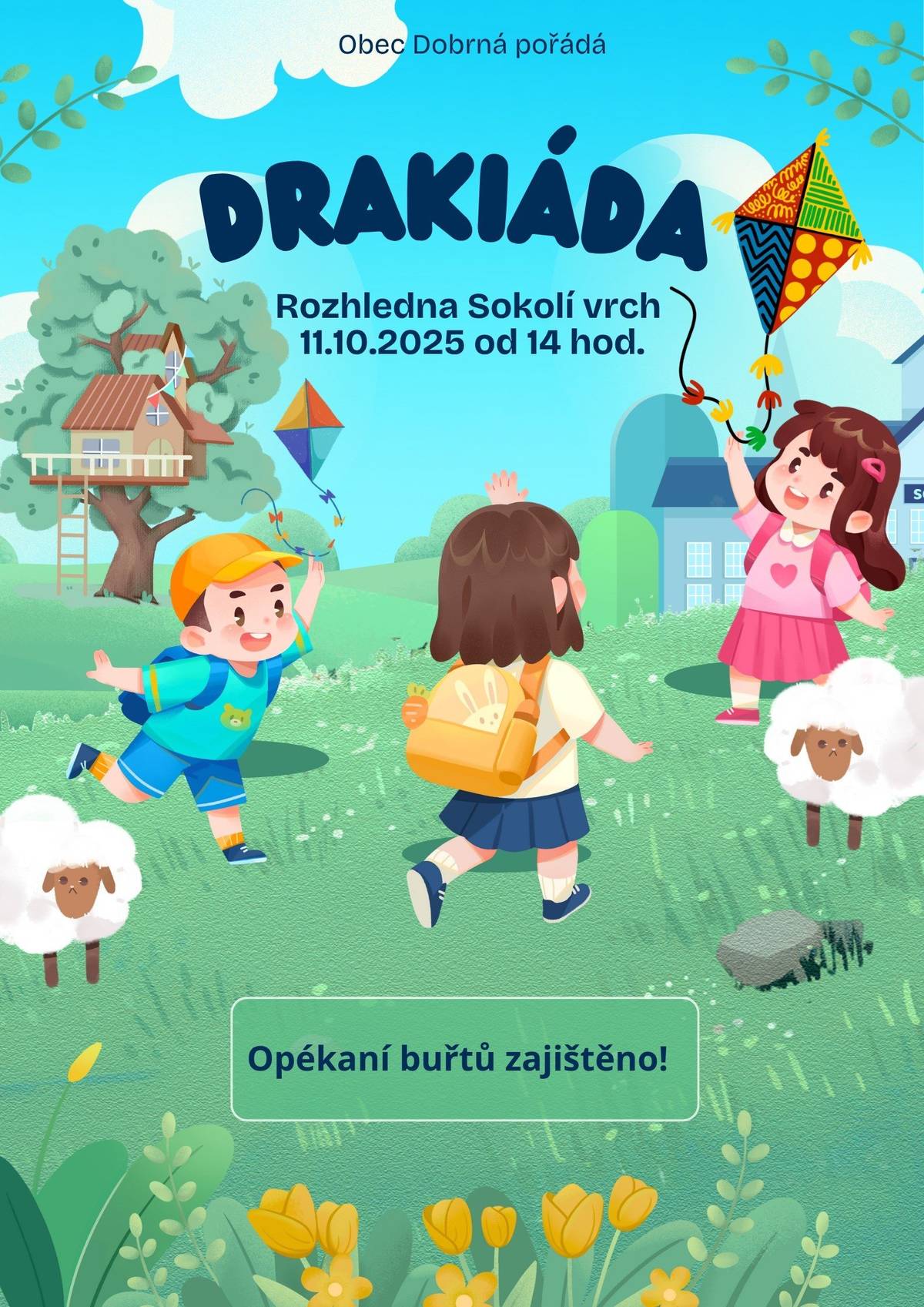 Vážení spoluobčané, zveme vás na drakiádu na Sokolí vrch dne 11.10.2025.