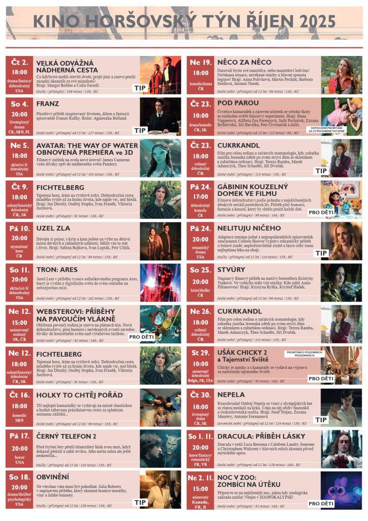 Před námi měsíc říjen a s ním i další dávka kultury v Horšovském Týně.