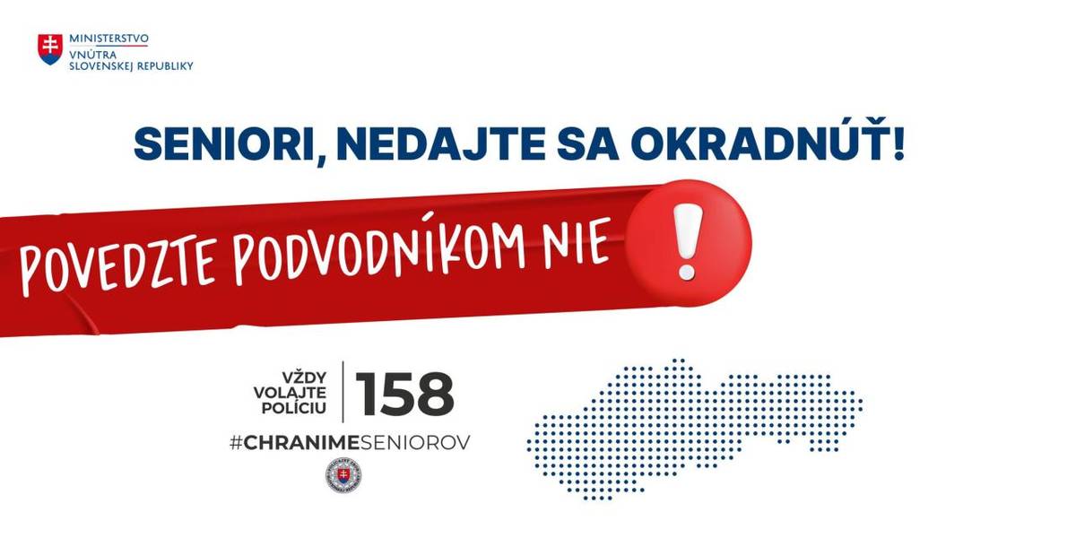 Podvodníci cielia na starších občanov – len tento rok už 350 prípadov so škodou 1,6 mil. €.  Ministerstvo vnútra spolu so Slovenskou poštou a políciou spúšťa najväčšiu preventívnu kampaň: