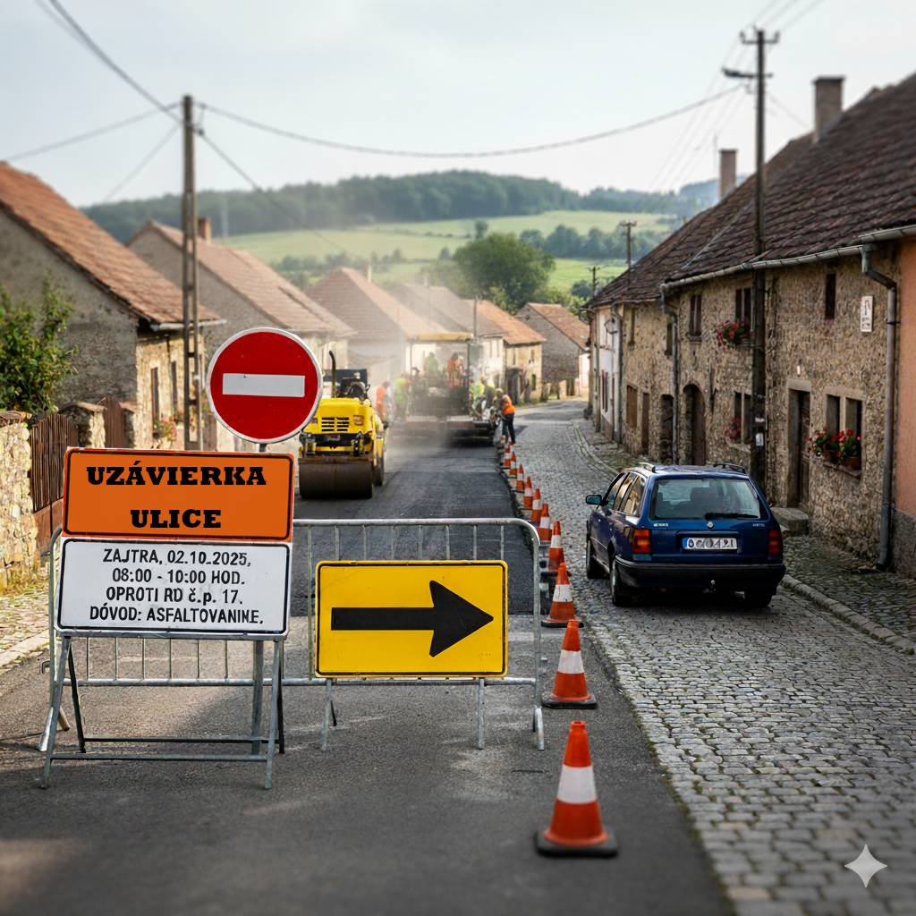 Dočasné uzatvorenie ulice Pod Kopánky.