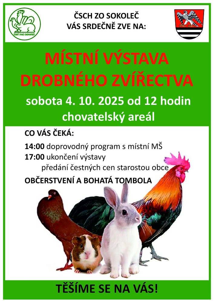 Český svaz chovatelů Sokoleč vás srdečně zve: