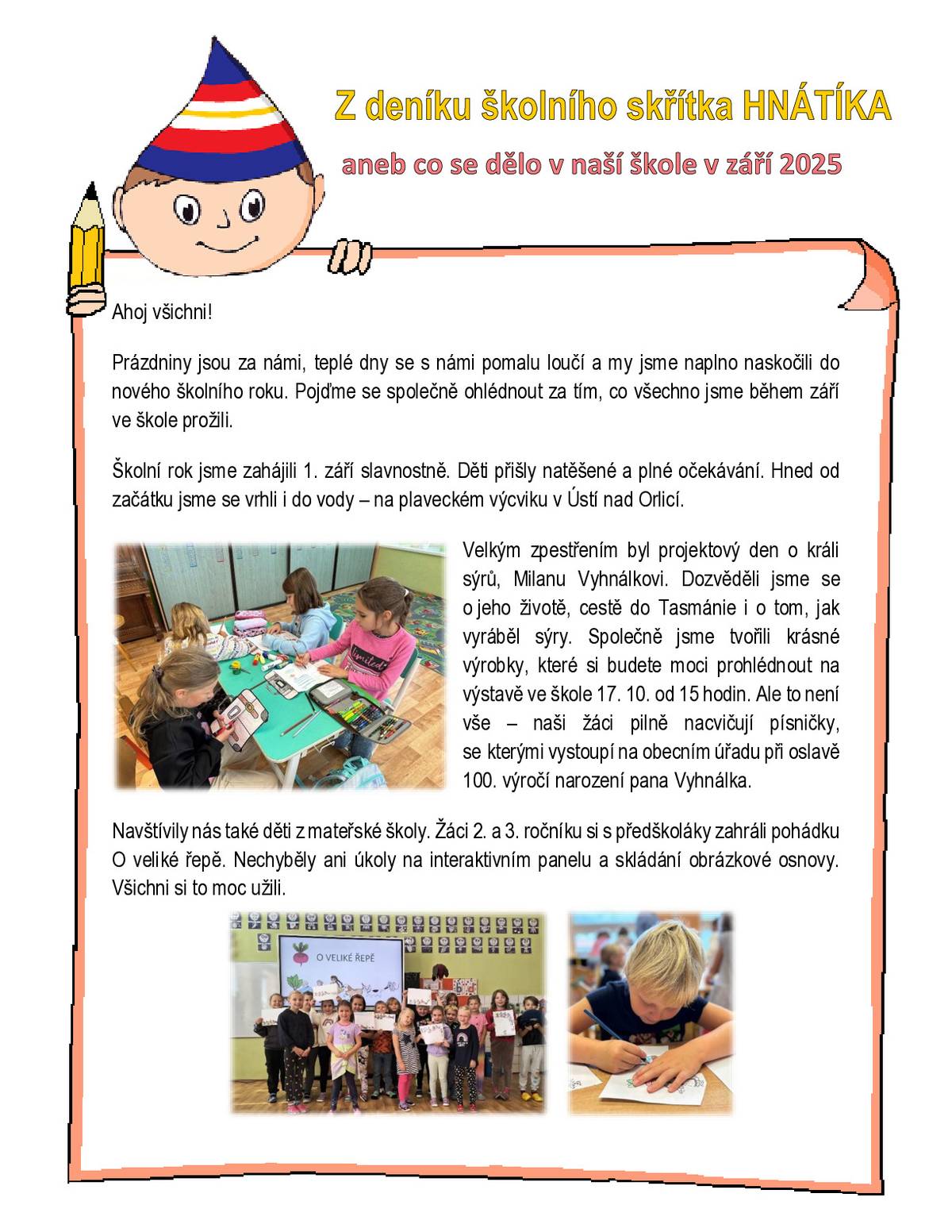 Z deníku školního skřítka Hnátíka aneb co se dělo v naší škole v září 2025.