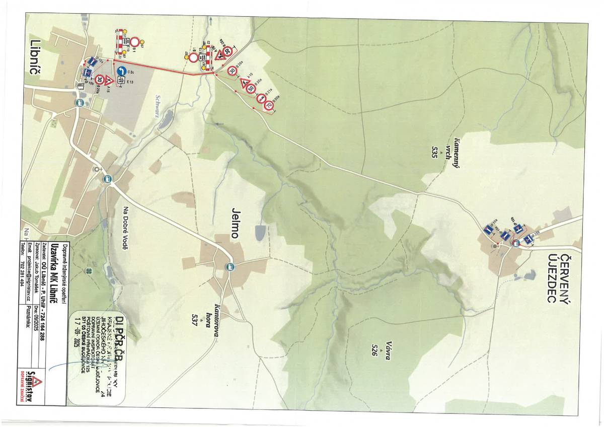 Obecní úřad oznamuje, že od 7. října 2025 bude z důvodu opravy vozovky uzavřena komunikace ve směru na Červený Újezdec. Žádáme občany o pochopení a trpělivost po dobu trvání uzavírky. O ukončení prací a znovuotevření komunikace budete včas informováni.