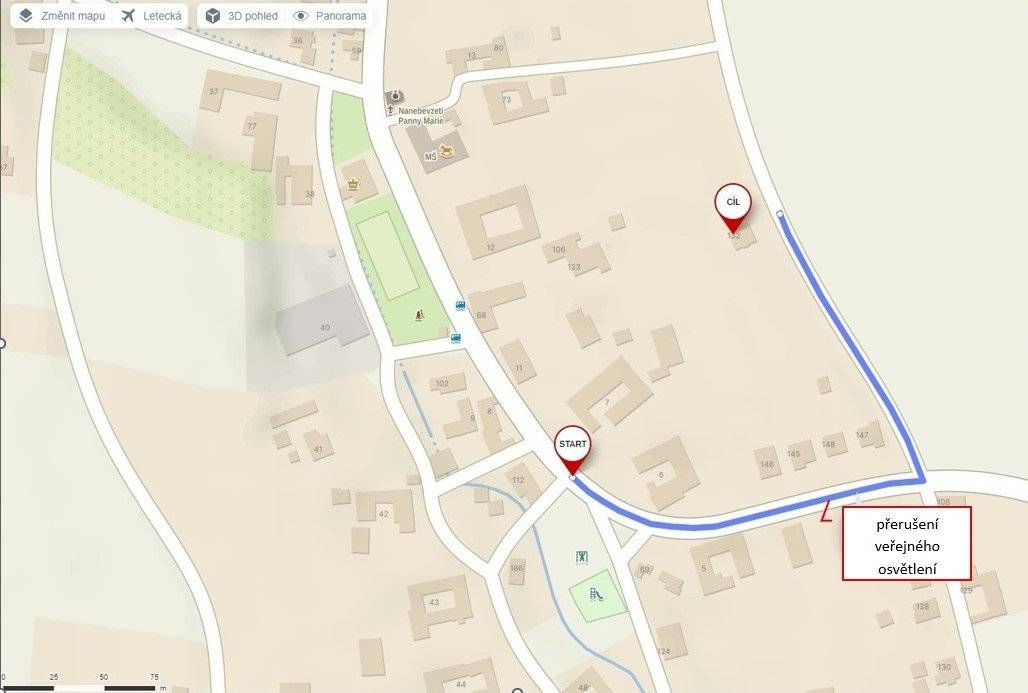 Z důvodu rekonstrukce elektrického vedení v trase od domu č.p. 147 po č.p. 175 došlo i k přerušení veřejného osvětlení a to v trase od domu č.p. 132 po č.p. 112. Přerušení bude trvat pravděpodobně do 5.10. Děkujeme za pochopení.