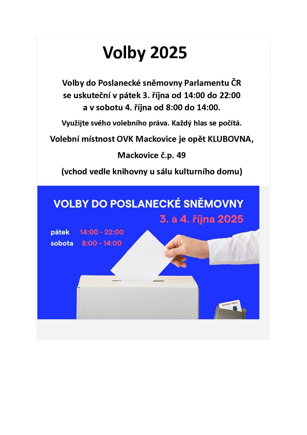 Volby do PS PČR 2025 - informace pro občany.