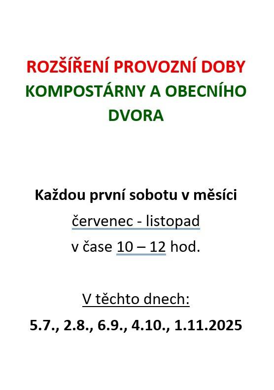 V sobotu 4.10.2025 bude otevřeno v době od 10:00 do 12:00.  Využijte této možnosti.