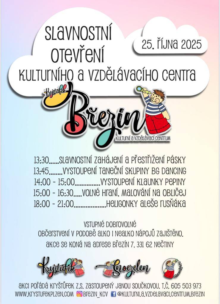 Akce se koná 25. října 2025 od 13:30 do 21:00. Občerstvení v podobě nápojů bude zajištěno, vstupné je dobrovolné.