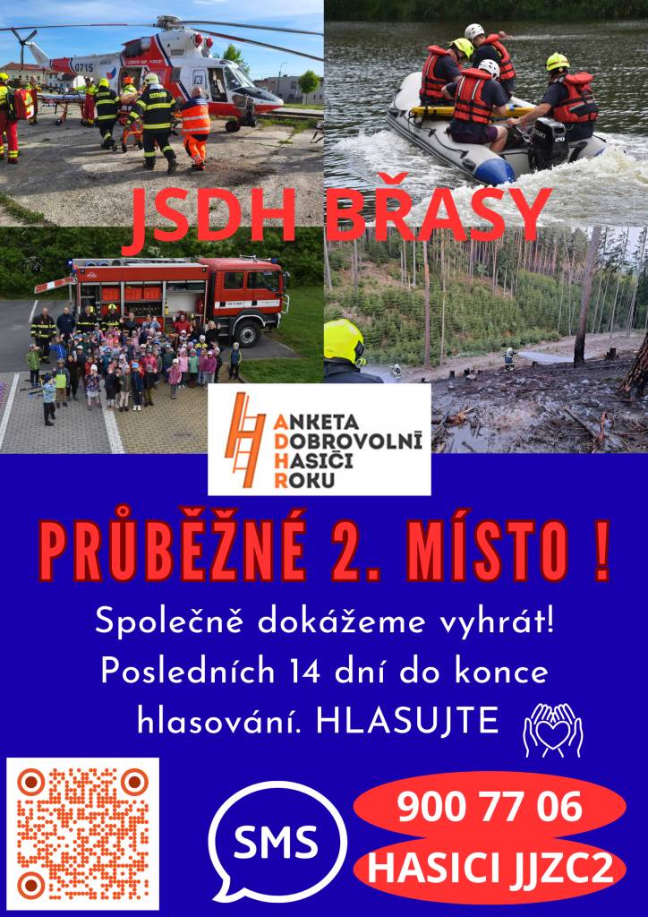 HLASUJTE!   SMS: číslo 900 77 06 ve tvaru HASICI JJZC2 (Kdo hlasoval s původním tvarem, musí hlasovat znovu)  WEB: https://www.adhr.cz/hlasovani-jednotky/