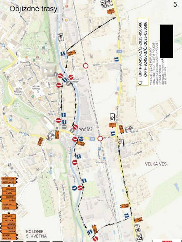 Informace o omezení provozu na pozemních komunikacích v Broumově.