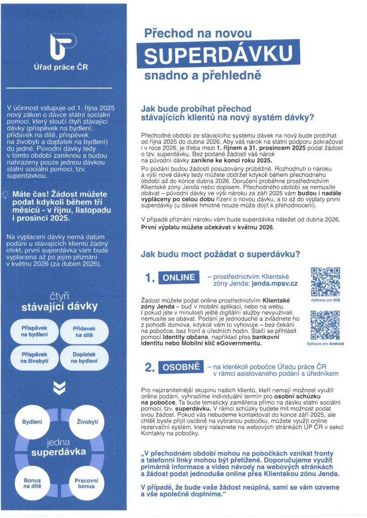 Přechod na novou superdávku snadno a přehledně.