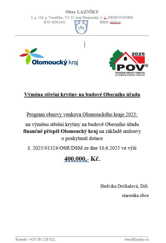 Výměna střešní krytiny na budově Obecního úřadu