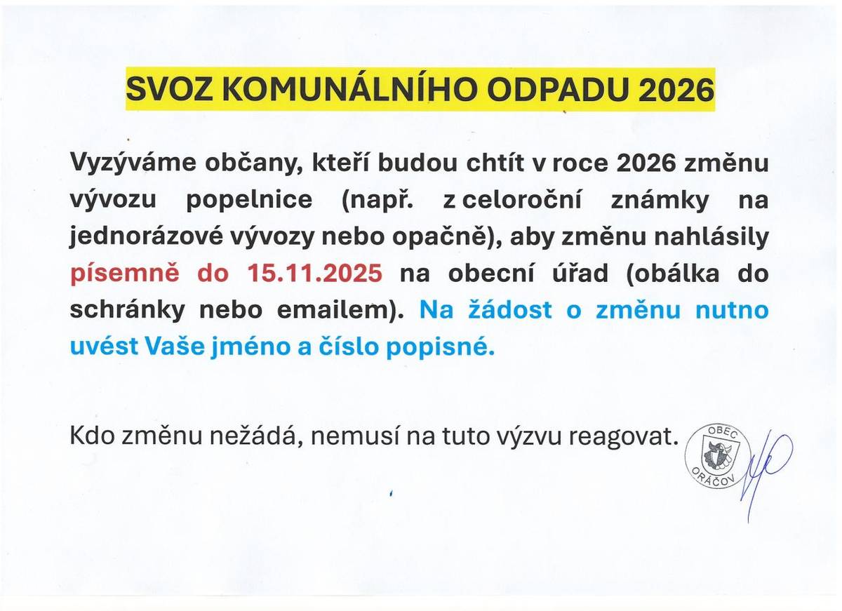 změna vývozu popelnice 2026