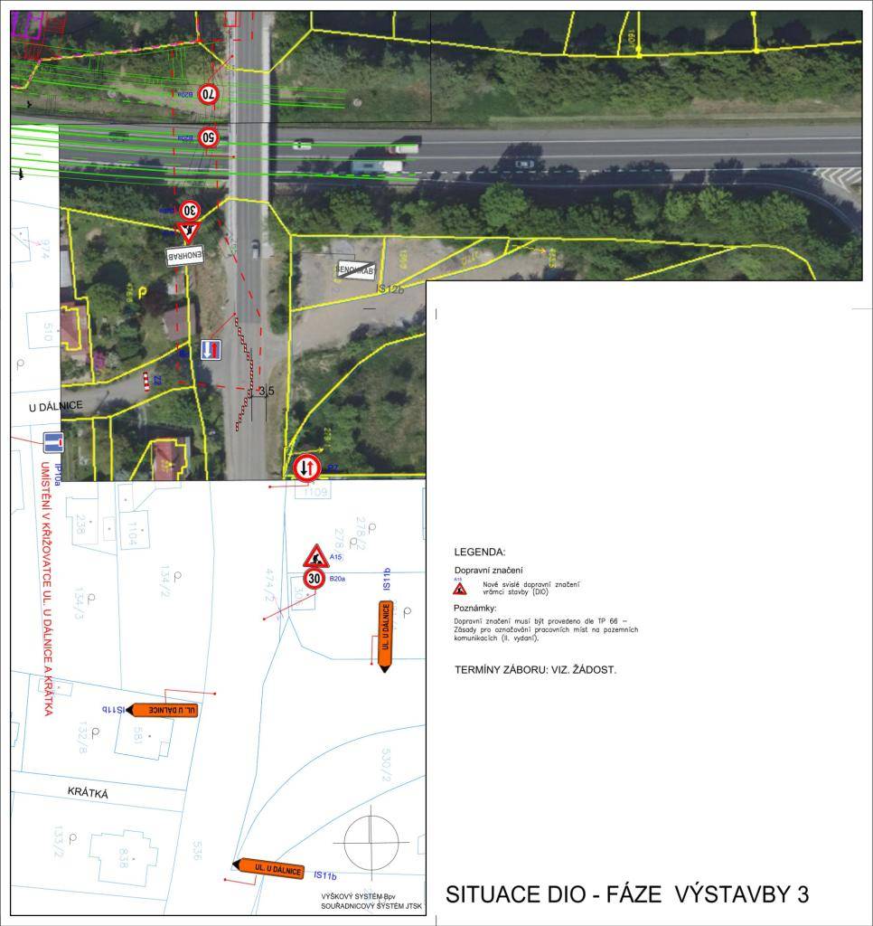 Z důvodu realizace přípojek obchodního centra dojde k uzavření ul. U Dálnice ⛔️ v křižovatce s ul. Hlavní. Objízdná trasa bude vedena ul. Krátkou.   Termín realizace:   Přípravné práce: 6. 10. 2025  Termín uzavírky: od 7. 10. 2025  Délka realizace: cca 14 dní