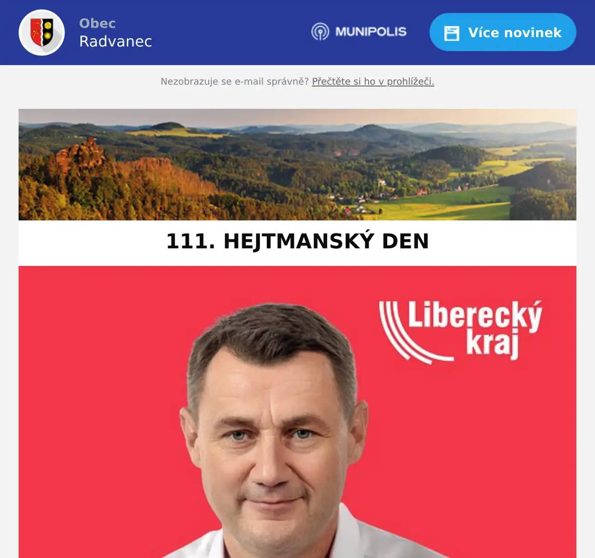 V rámci 111. hejtmanského dne všechny zveme na besedu s hejtmanem Martinem Půtou, která se uskuteční ve středu 8. 10. 2025 ve Cvikově v KC SEVER GALERIE od 17:00 hodin.