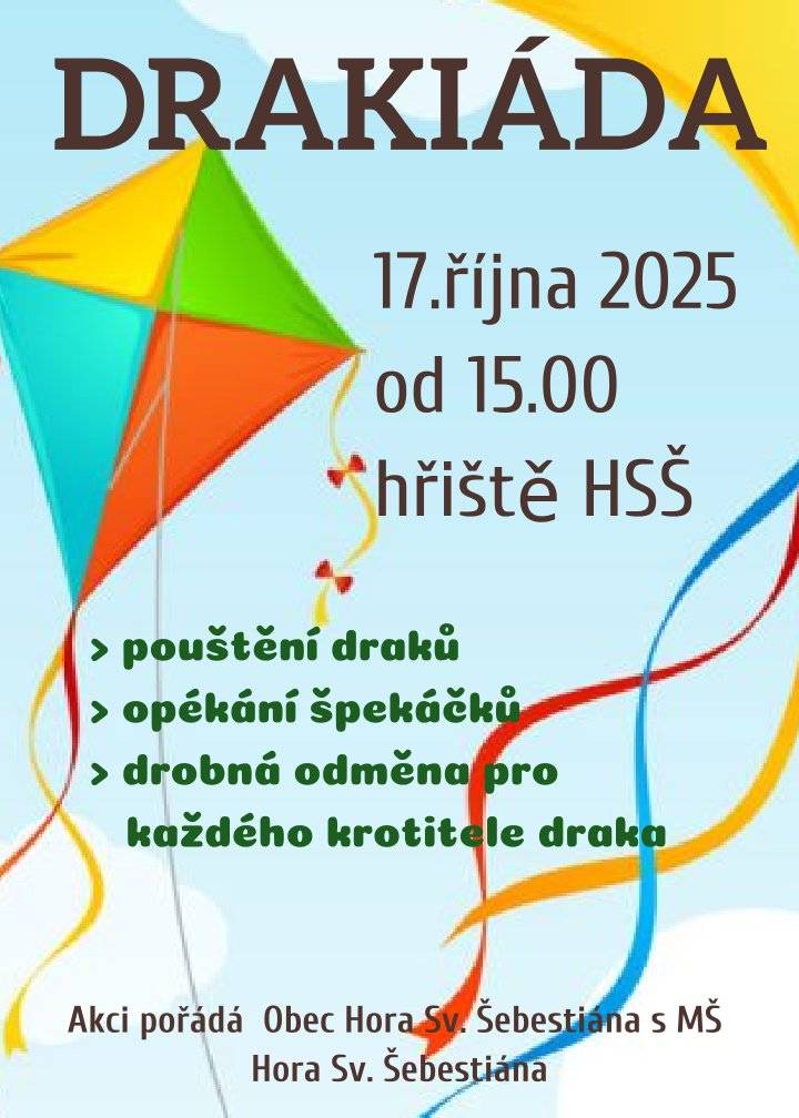Zveme Vás na drakiádu, která se koná na obecním hřišti HSŠ.