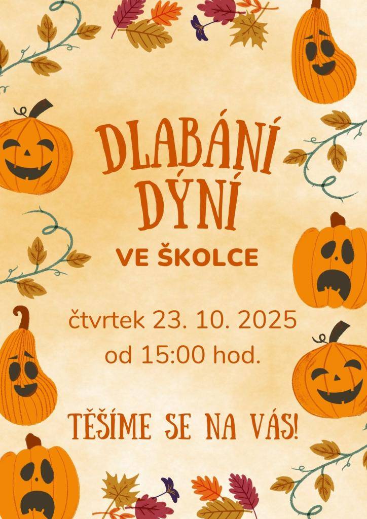 Zveme Vás na tvořivou dílnu pro rodiče s dětmi, kde se budou dlabat dýně. Fantazii se meze nekladou.