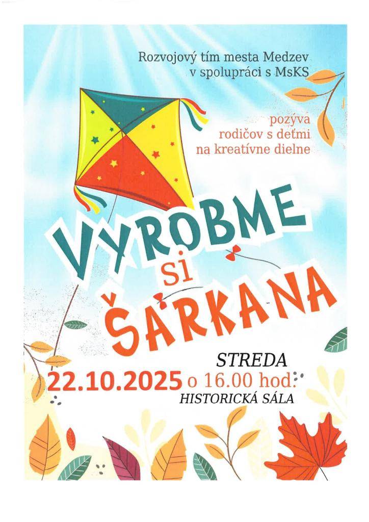 Rozvojový tím mesta Medzev v spolupráci s MsKS pozýva na kreatívne dielne