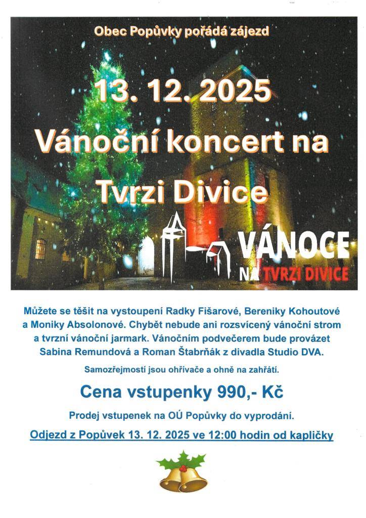 Vánoční koncert na Tvrzi Divice - 13.12. 2025