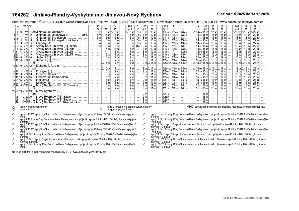 Z důvodu předčasného ukončení uzavírky v obci Ježená budou od čtvrtka, 09.10.2025 autobusové spoje opět vedeny dle řádných jízdních řádů. Upozorňujeme, že v některých sídlech může dojít k posunu časů odjezdů spojů na dřívější časy. Věnujte, prosím, zvýšenou pozornost řádným jízdním řádům, které jsou v příloze. Nelze zaručit, že v důsledku rychlé změny bude na IDOSu dostupná aktuální verze JŘ.