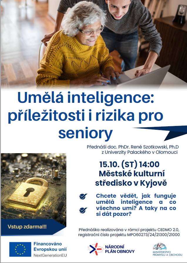 Pozvánka na přednášku pro seniory, která proběhne 15. října v MKS Kyjov.