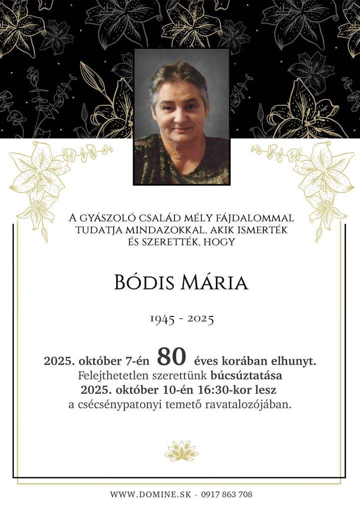 Gyászjelentés - Smútočný oznam