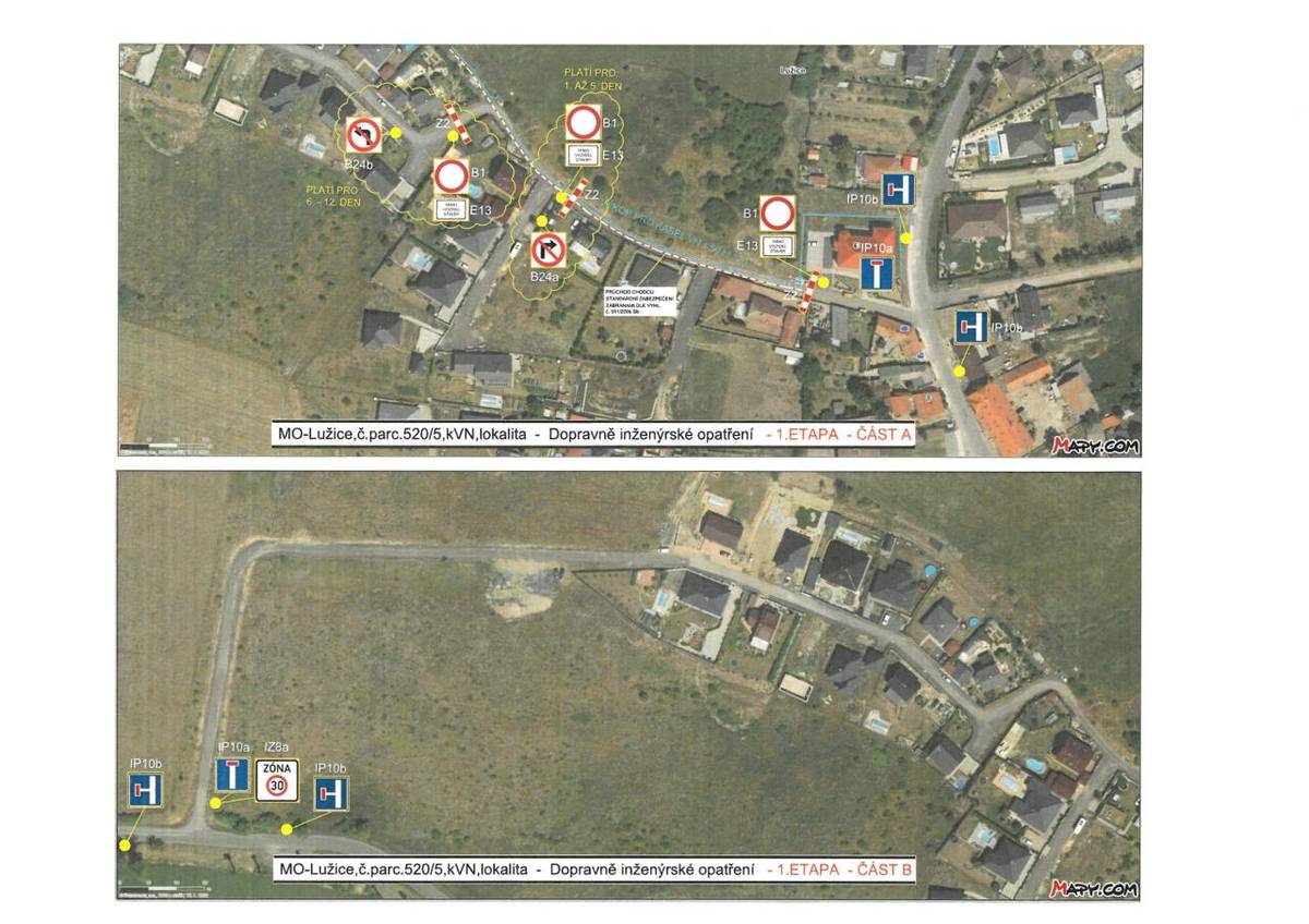 Uzavírka komunikace u Obecního úřadu