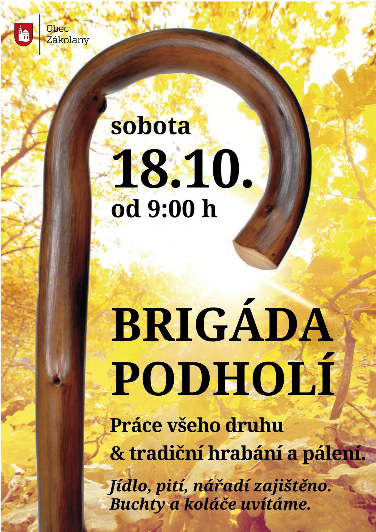 Milí přátelé a příznivci našeho tábořiště, zveme vás na podzimní brigádu v tábořišti Podholí, která se uskuteční v sobotu 18. října od 9 hodin. Čeká nás společné hrabání listí, sekání trávy a další údržbové práce, abychom tábořiště připravili na zimu. Práce se nebojíme a o dobrou náladu nouze nebude – na závěr si společně opečeme buřty a pochutnáme si na domácí buchtě. Těšíme se na všechny, kteří přiloží ruku k dílu a pomohou nám, aby Podholí zůstalo tak krásné, jak ho máme rádi!        Kateřina Škardová Místostarostka obce Zákolany