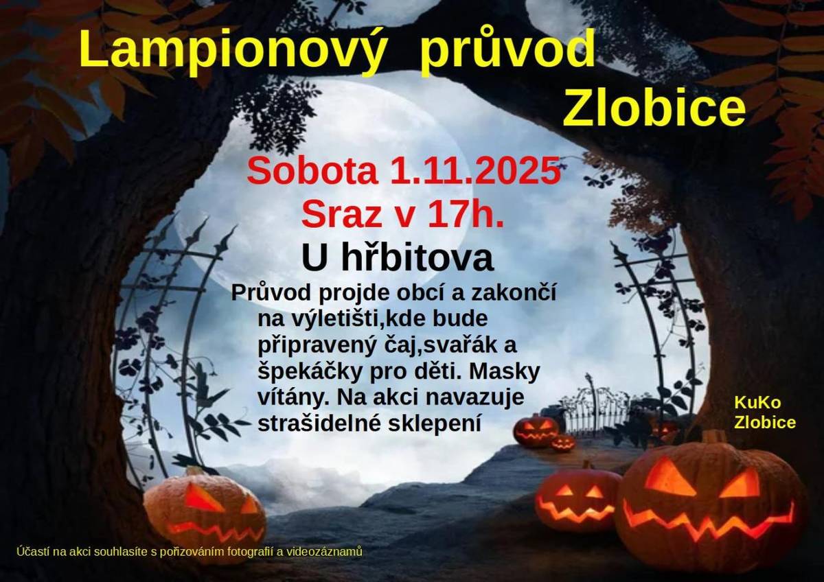 Průvod 1.11.od 17:00  Sklepení 1.11. a 8.11 od 18:00