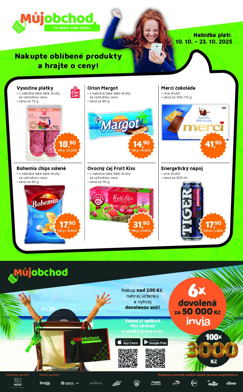 Prodejna NAKUPSISAM, která byla 1. srpna otevřena v budově obecního úřadu (přímo na křižovatce směrem na sídl. Janštejn), je součástí řetězce "Můj obchod" a tak je také součástí letákové akce a v pátek 10. října jedna taková začíná - vi následující dvě strany letáku.  Dle sdělení provozovatle obchodu Nakupsisám budou letáky v tištěné podobě také ve vašich poštovních schránkách.