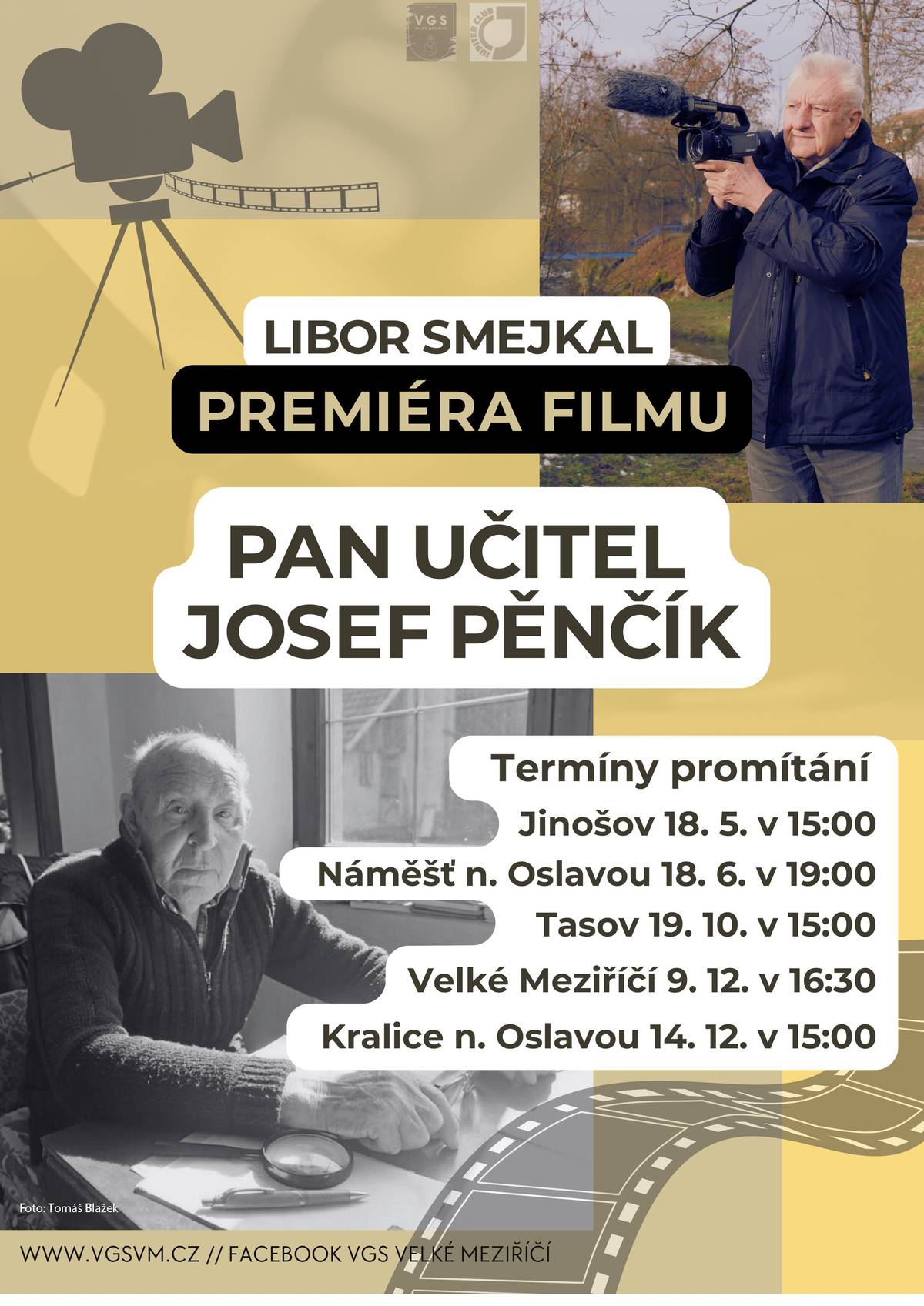 Mnoho tasovských občanů se za svých školních let potkalo s panem učitelem Josefem Pěnčíkem. Svou lásku ke krajině, přírodě a historii předával žákům na školách v Jinošově, Tasově, Vícenicích a v Náměšti nad Oslavou. Zaměřoval se na výuku dějepisu a vlastivědy. Jeho zájem o regionální historii a kulturu ho vedl k aktivnímu zapojení do místního kulturního života a jeho práce nadále slouží v české literatuře jako cenný zdroj historie Vysočiny. Pan Libor Smejkal natočil o panu Pěnčíkovi vzpomínkový dokument a uzavřel tím tak trilogii, kterou věnoval třem osobnostem spojených s Tasovem – Jakub Deml, Stanislav Vodička a Josef Pěnčík. 📽 Film se bude promítat v tasovské sokolovně v neděli 19. 10. 2025 v 15h, poté 9. 12. znovu ve Velkém Meziříčí a 14. 12. v Kralicích nad Oslavou. Vstup je ZDARMA.