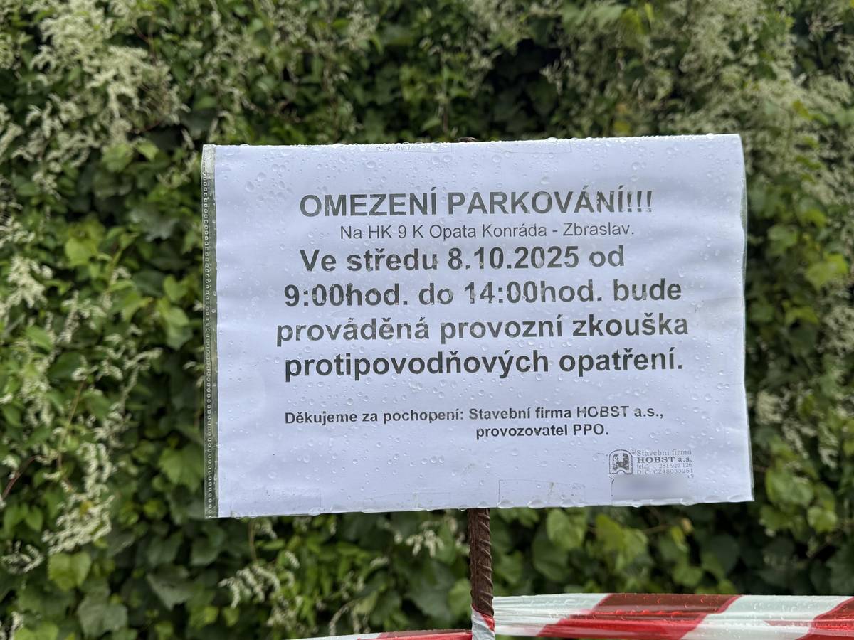 Podle informací společnosti Pražské vodovody a kanalizace proběhne ve středu 8. října od 9.00 do 14.00 hodin provozní zkouška protipovodňových opatření. Cvičení se uskuteční u hradidlové komory v ulici Opata Konráda × U Malé řeky.