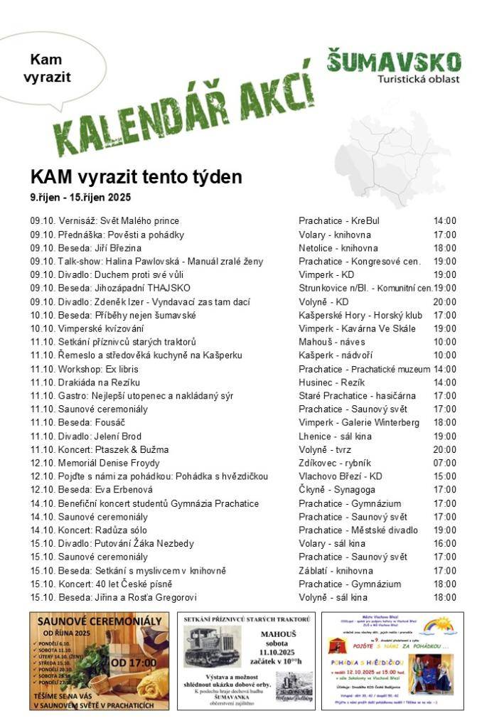 Kalendář akcí pro 41. týden 2025