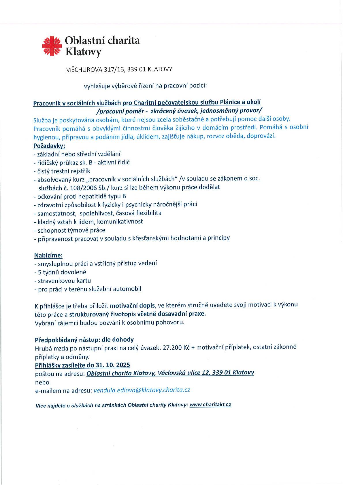 Oblastní charita Klatovy