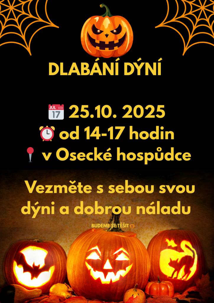 V sobotu 25.10. se v obecní hospůdce koná dlabaní dýní.
