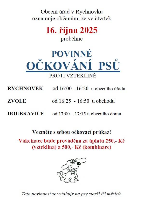 Očkování psů 16.10.2025